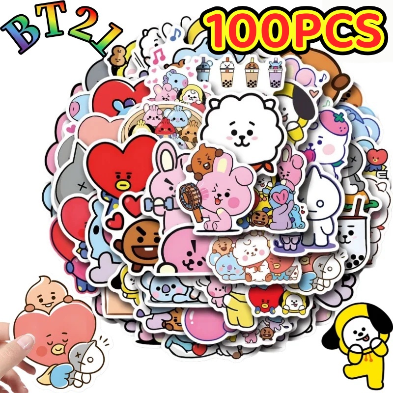 Cookies Pack - 100/200 autocollants BT21 Chimmy Cooky Koya